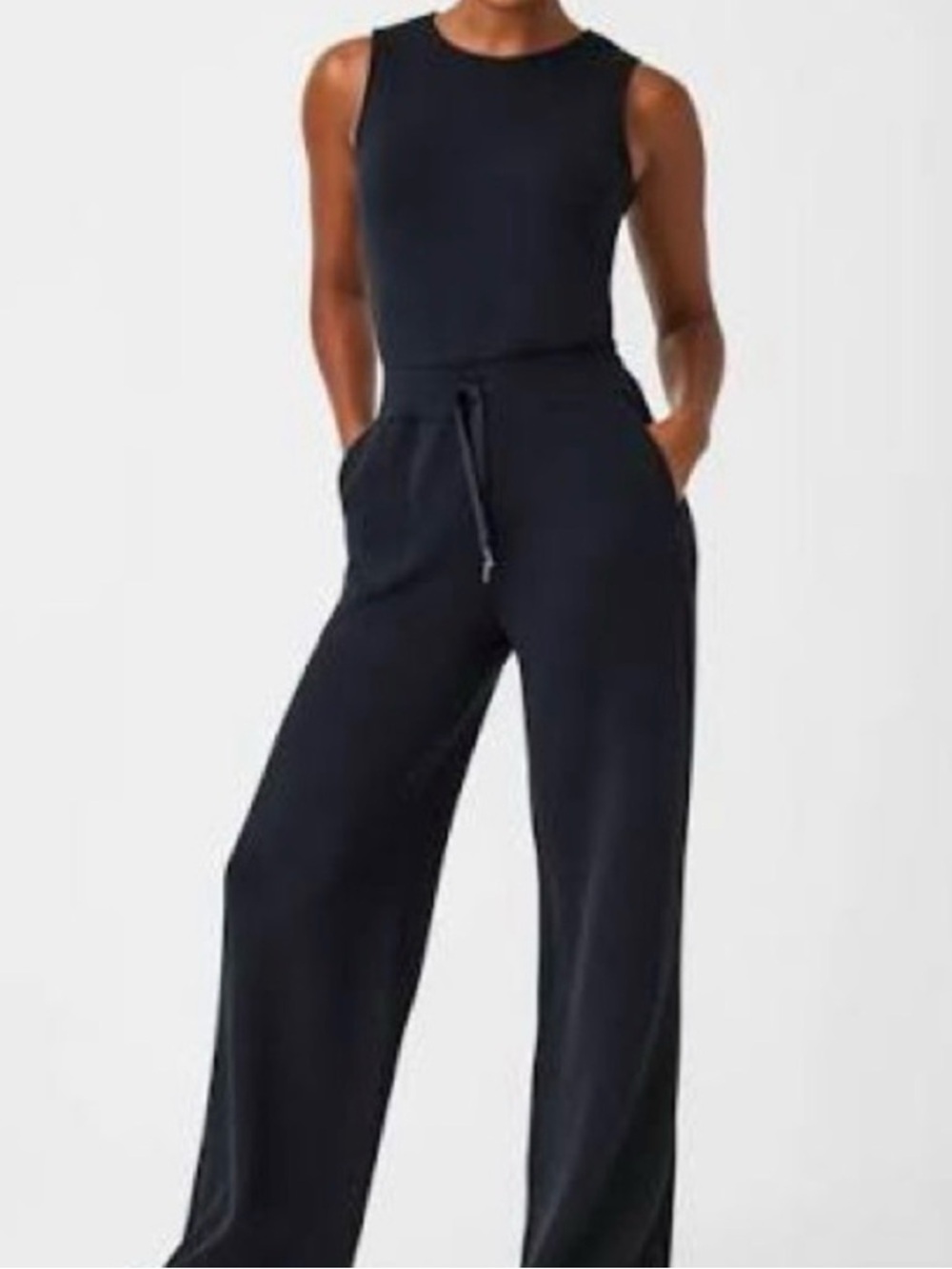 NWT SPANX Air Essentials  Wide Leg Jumpsuit, Navy Blue, Sz Medium Tall